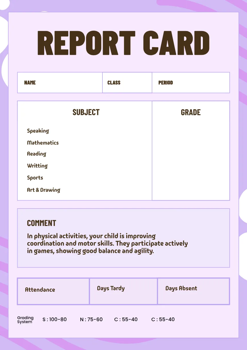 Free Report Card Maker - Create Report Cards Online | Kittl Free Report Card Maker - Create Report Cards Online | Kittl