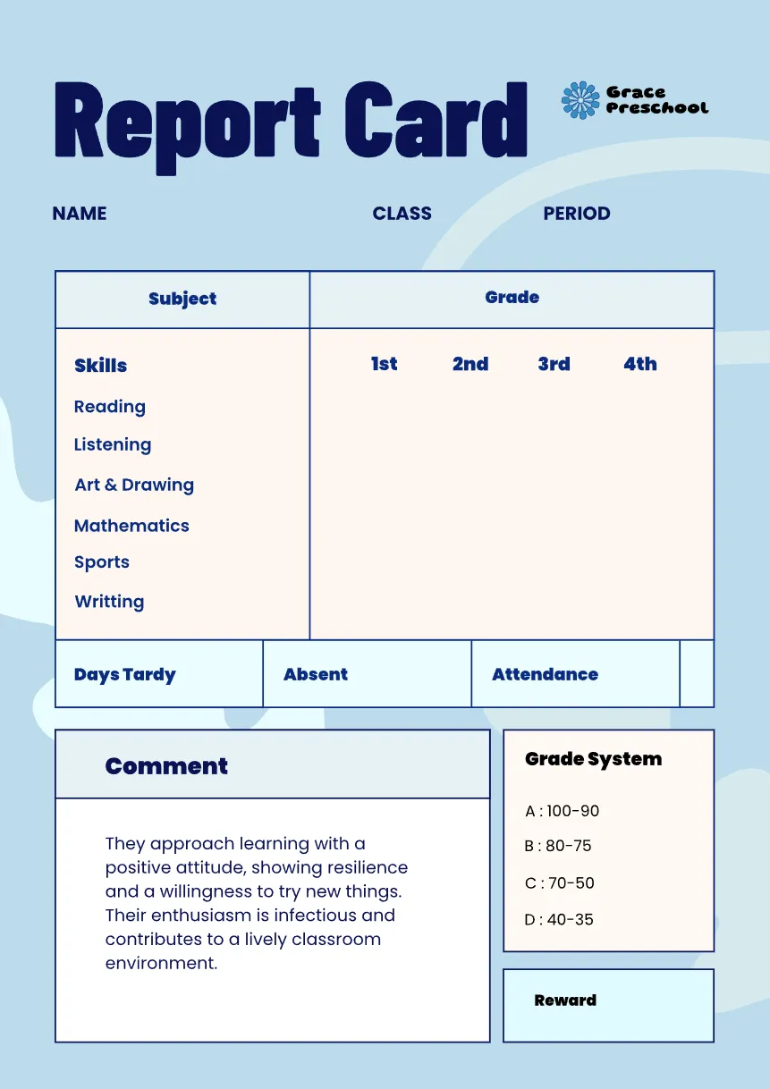 Free Report Card Maker - Create Report Cards Online | Kittl