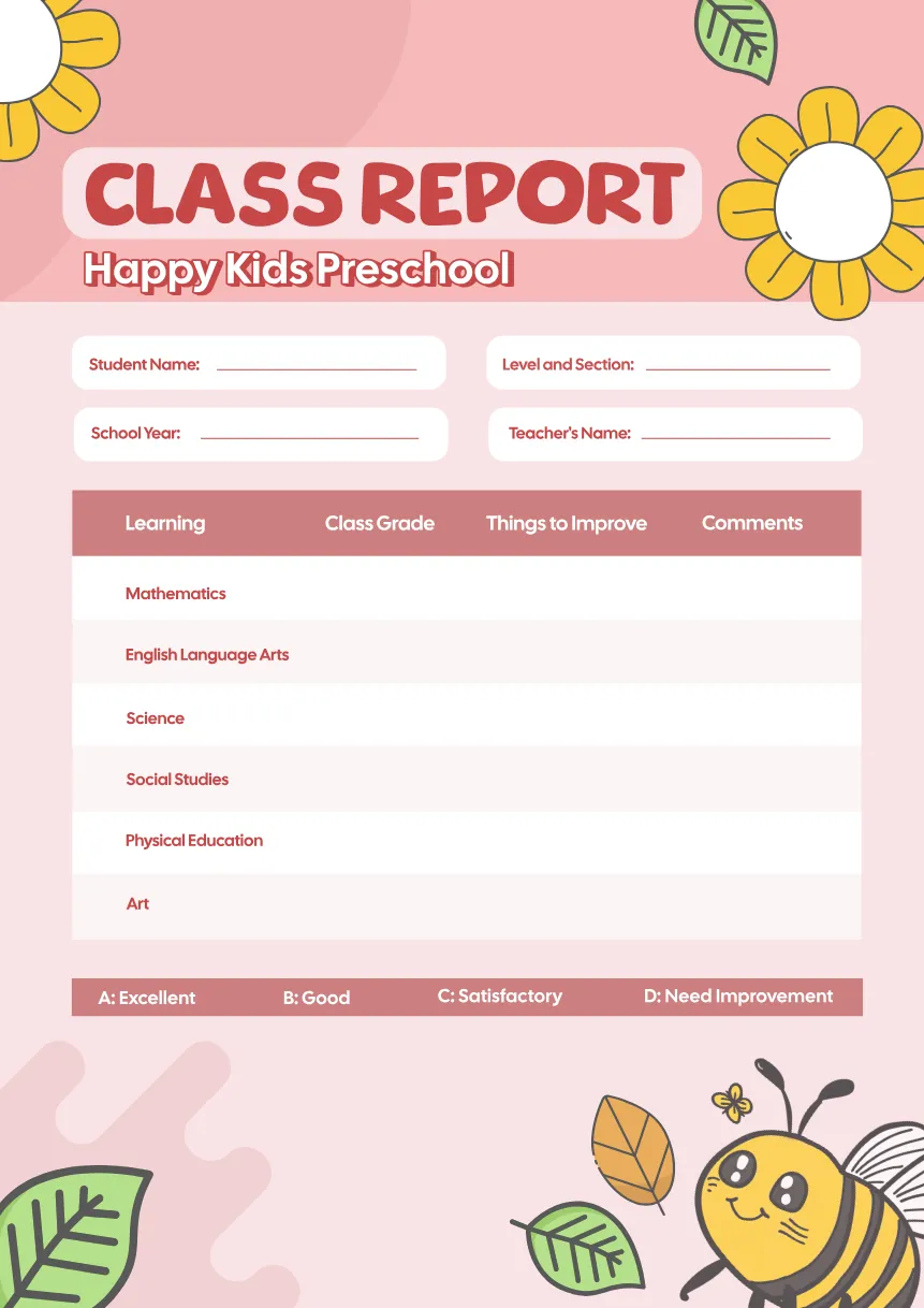 cost to get card graded psa Kindergarten Editable Report Card Templates main image 1