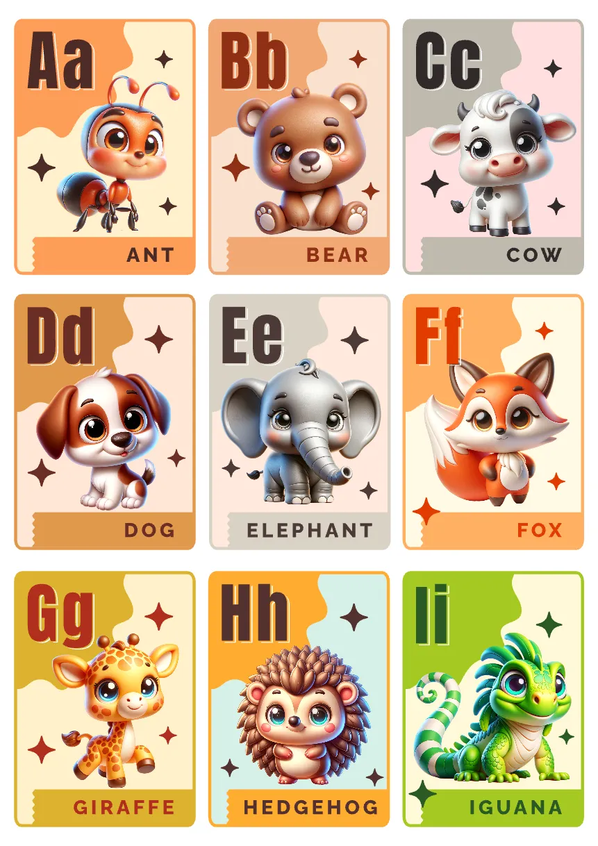 Design with animal flashcard templates made for graphic designers