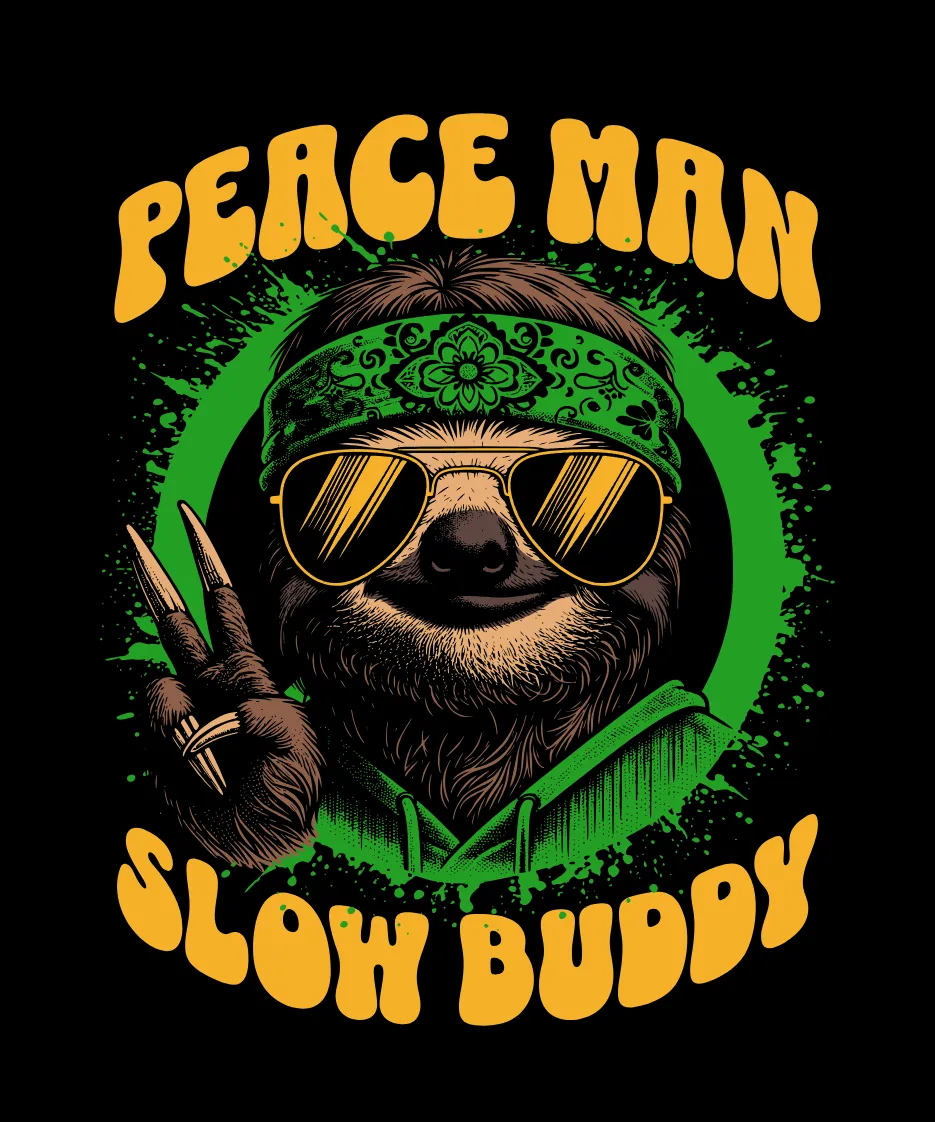 Sloth Cartoon Sticker Peace Sign Kittl | The AI-First Design Platform for Creators