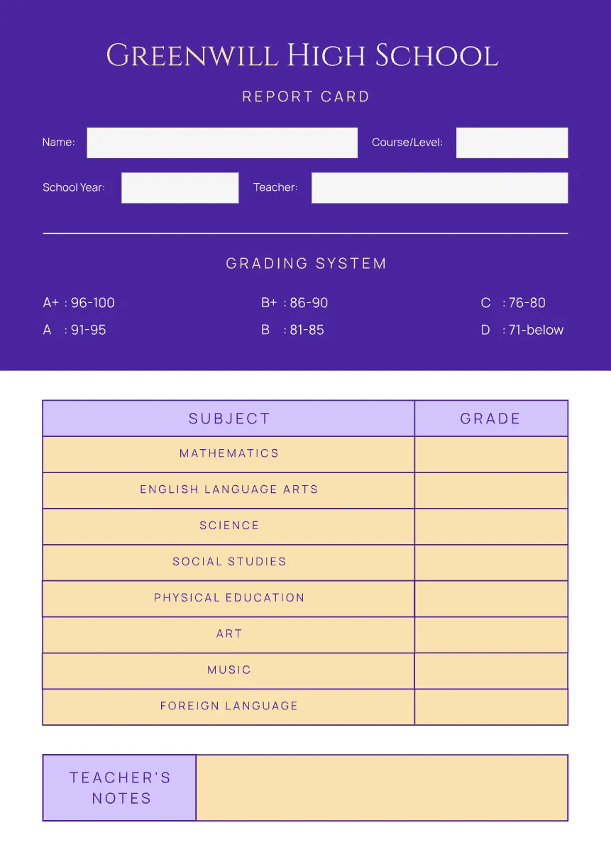 Report Card Color Kittl | The AI-First Design Platform for Creators