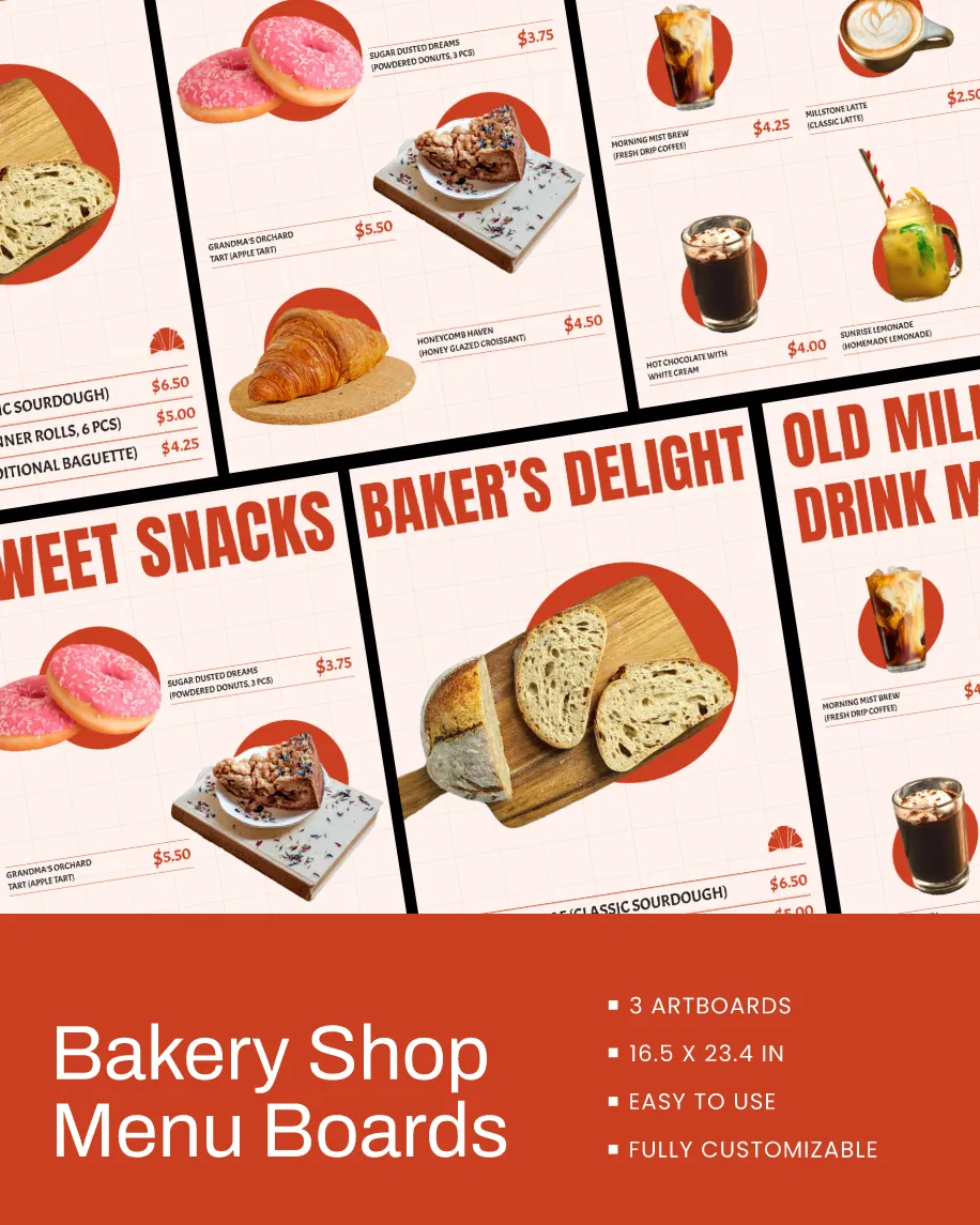 Example Menu Bakery Shop Kittl | The AI-First Design Platform for Creators