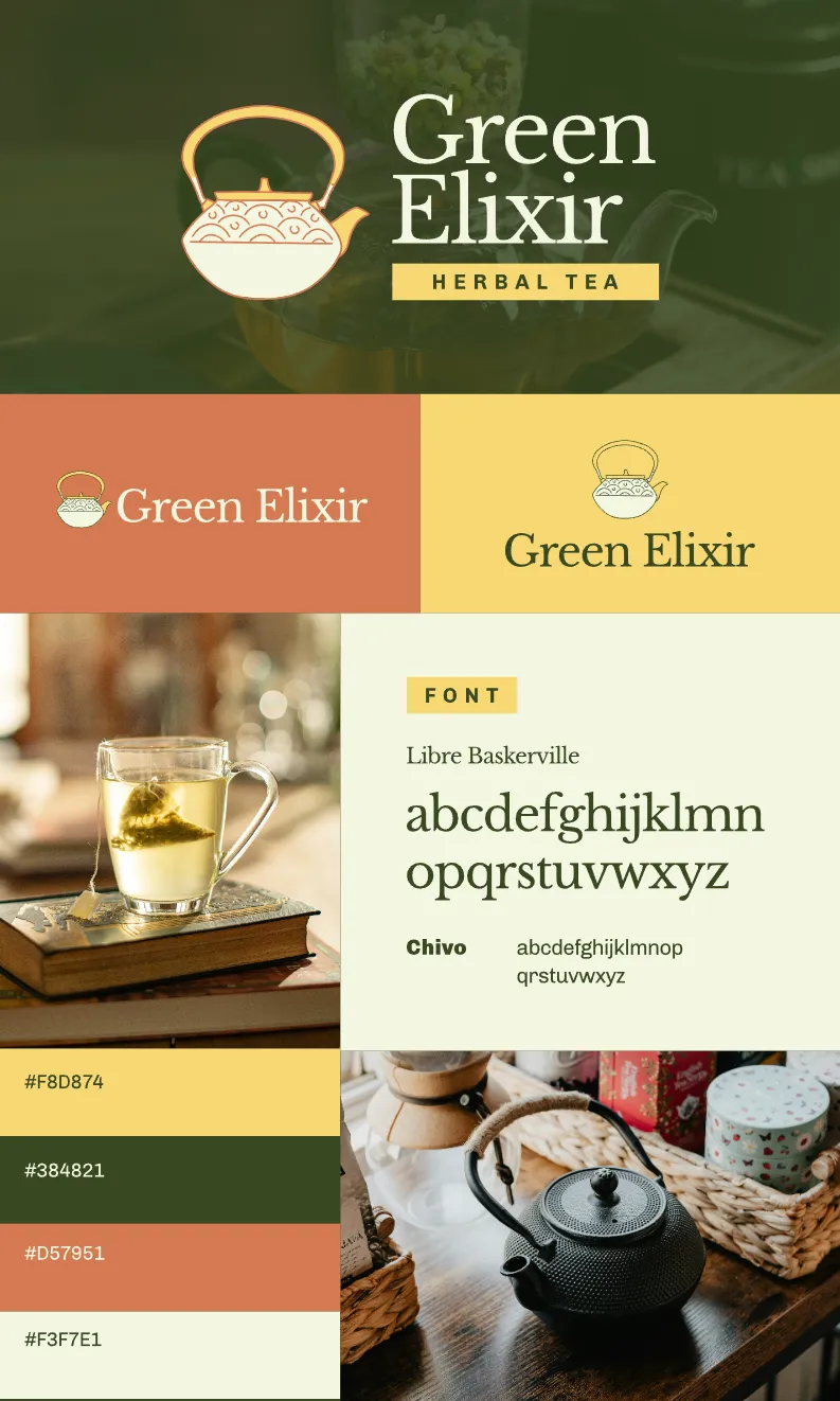 Elixir Tea Logo Kittl | The AI-First Design Platform for Creators
