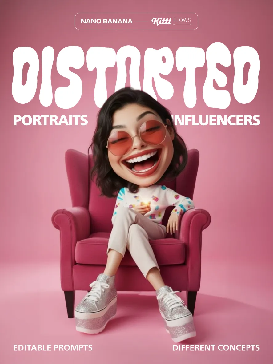 Pink Distorted Portrait Kittl | The AI-First Design Platform for Creators